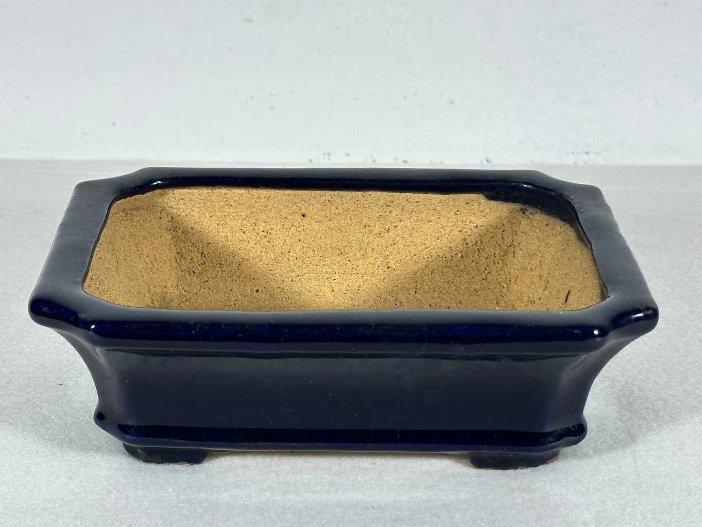 Preowned Japanese Tokoname Glazed Rectangular Bonsai Pot Hatutori - 6.25” By 4.75”