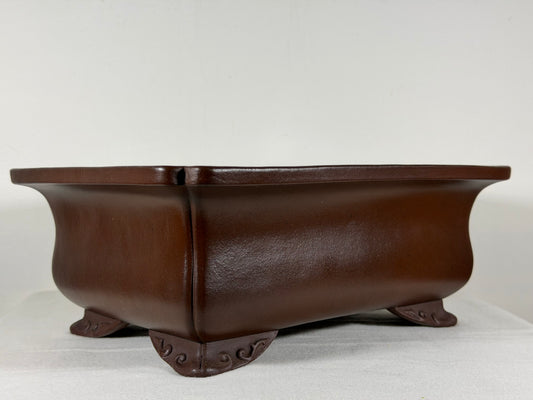 Preowned Japanese Tokoname Unglazed Rectangular Bonsai Pot Yamaaki - 12.5” By 9.75”