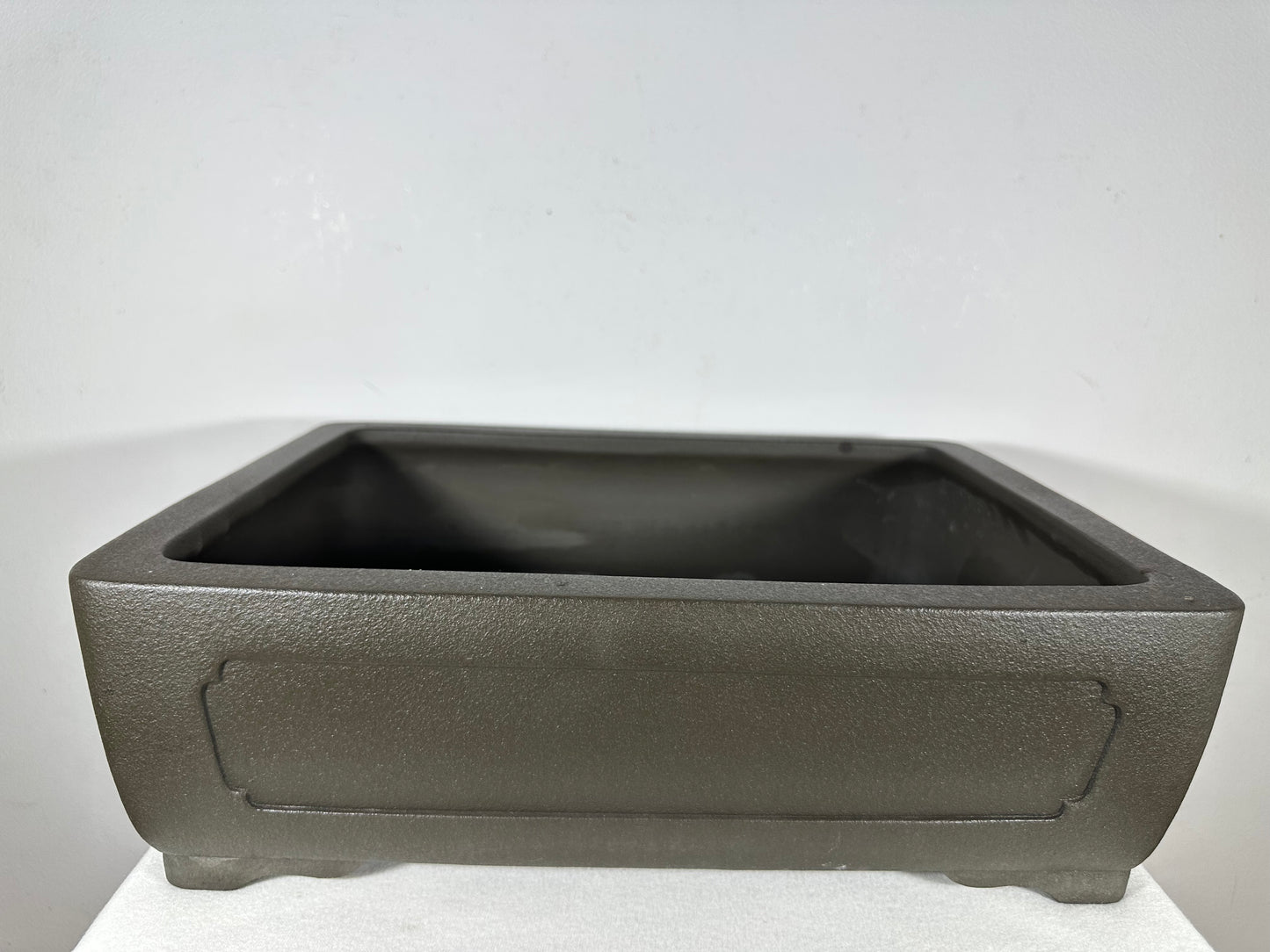 Preowned Vintage Japanese Tokoname Unglazed Rectangular Bonsai Pot Yamaaki - 16.5” By 12.25”