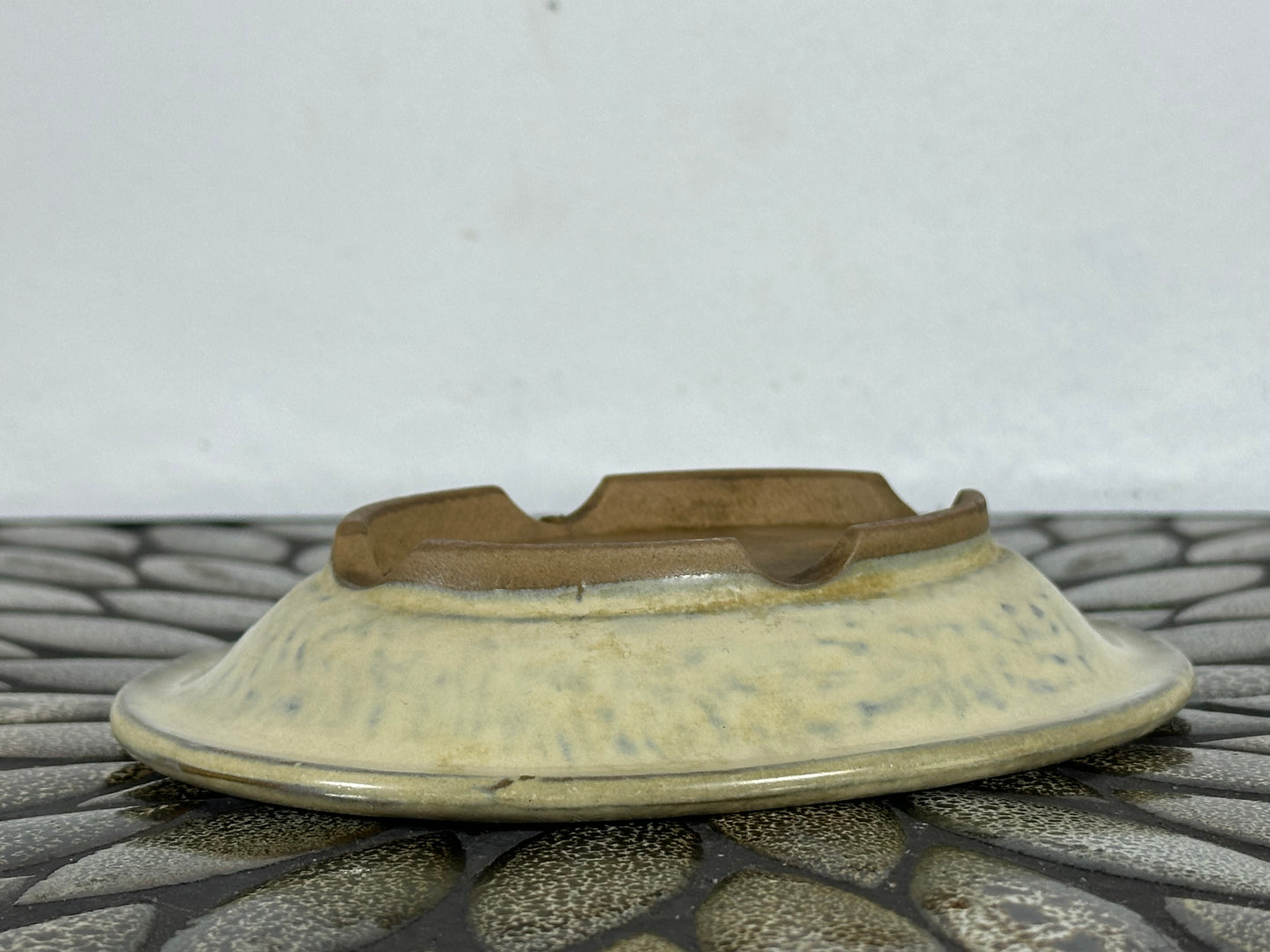 Preowned Japanese Tokoname Glazed Shallow Oval Bonsai Pot - 6 1/8” By 4 7/8”