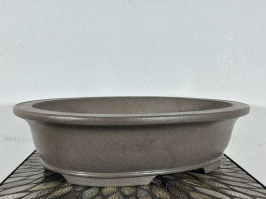 Preowned Japanese Tokoname Oval Bonsai Pot Keizan - 17.25” By 14”