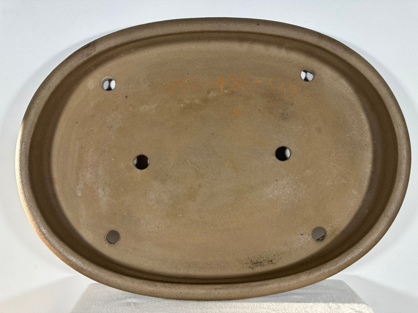 Preowned Japanese Tokoname Ungkazed Oval Shallow Bonsai Pot Seizan - 23.25” By 16.75”