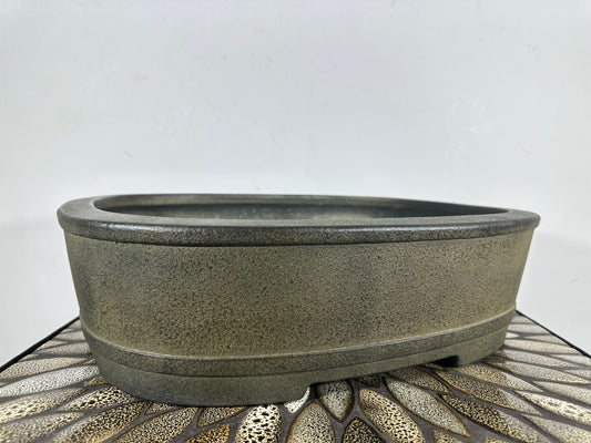 Preowned Vintage Japanese Tokoname Unglazed Oval Bonsai Pot Koyo - 14.5” By 11”