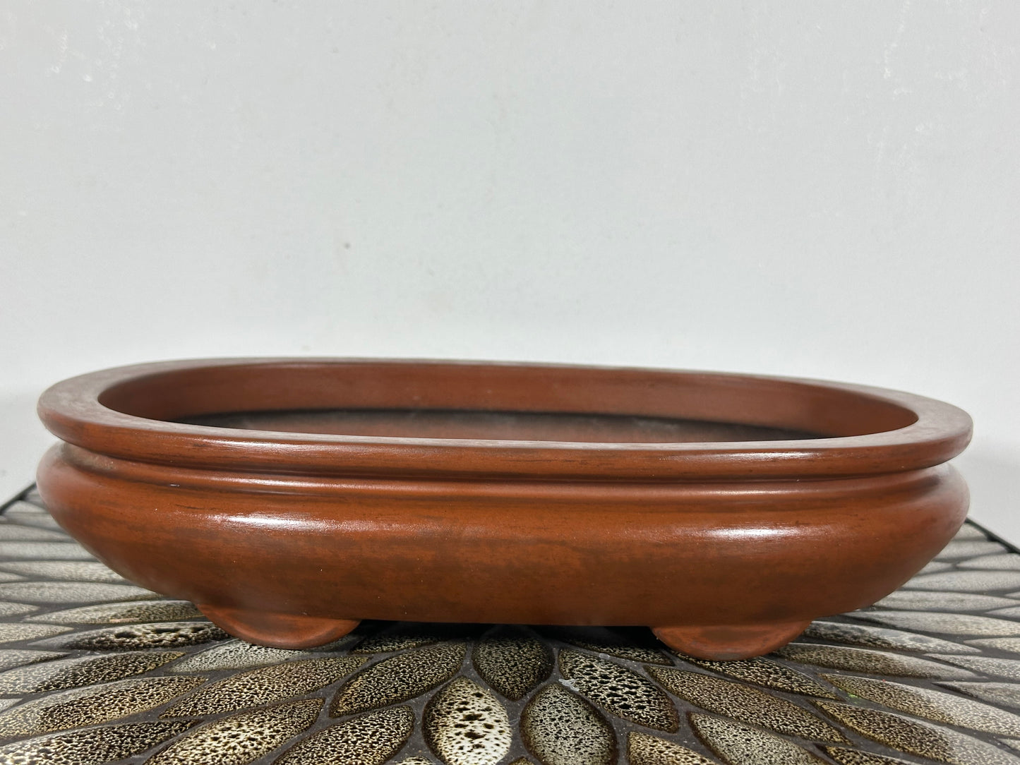 Preowned Japanese Tokoname Unglazed Bag Style Bonsai Pot Yamaaki - 11.75” By 8”