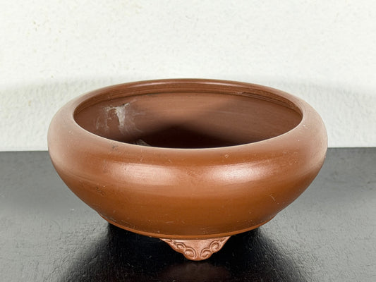 New Japanese Tokoname Unglazed Round Bonsai Pot Bigei - 3 1/8” By 1 3/8”