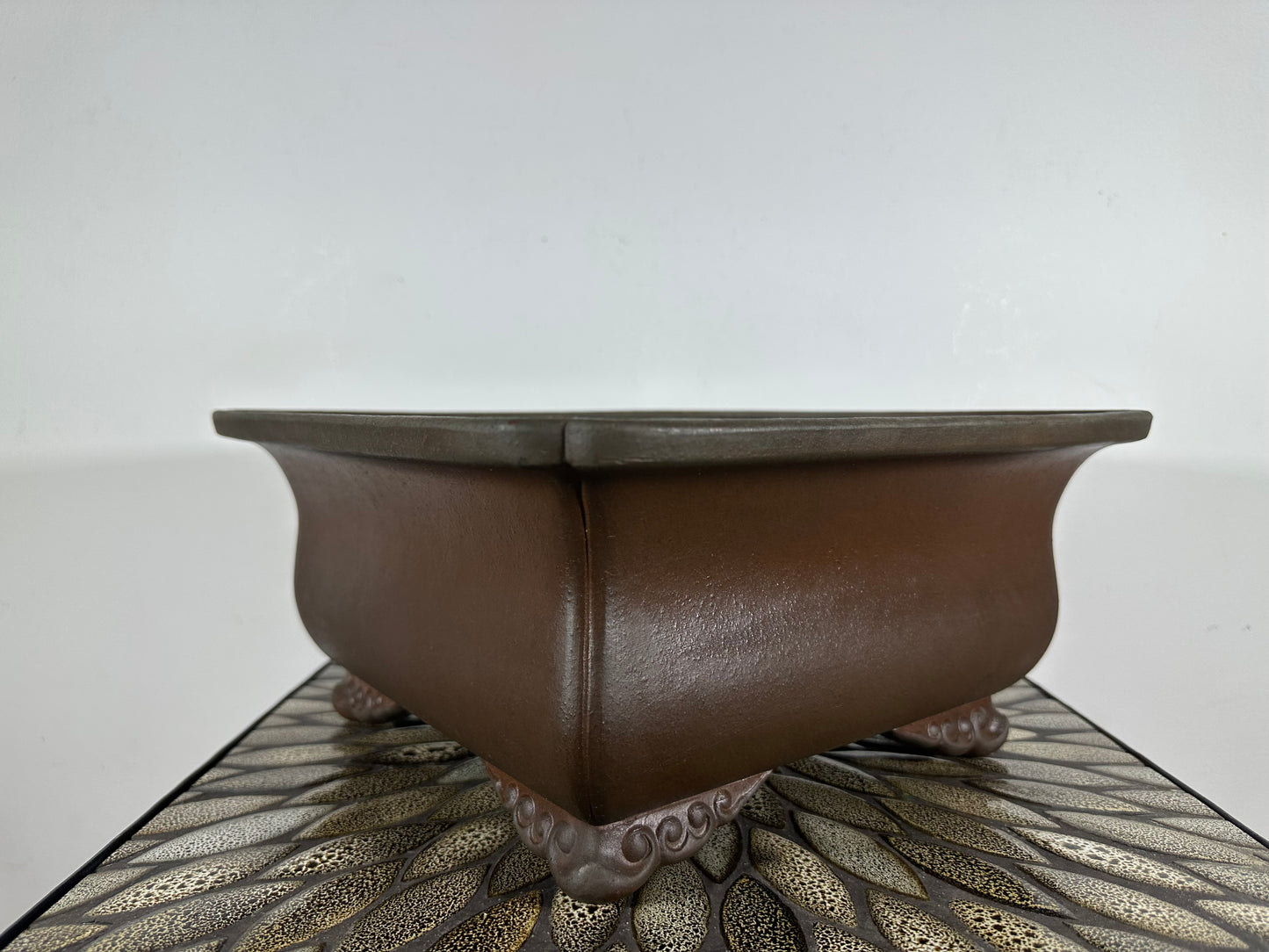Preowned Japanese Tokoname Square Bonsai Pot Tazan - 12.75” By 6”