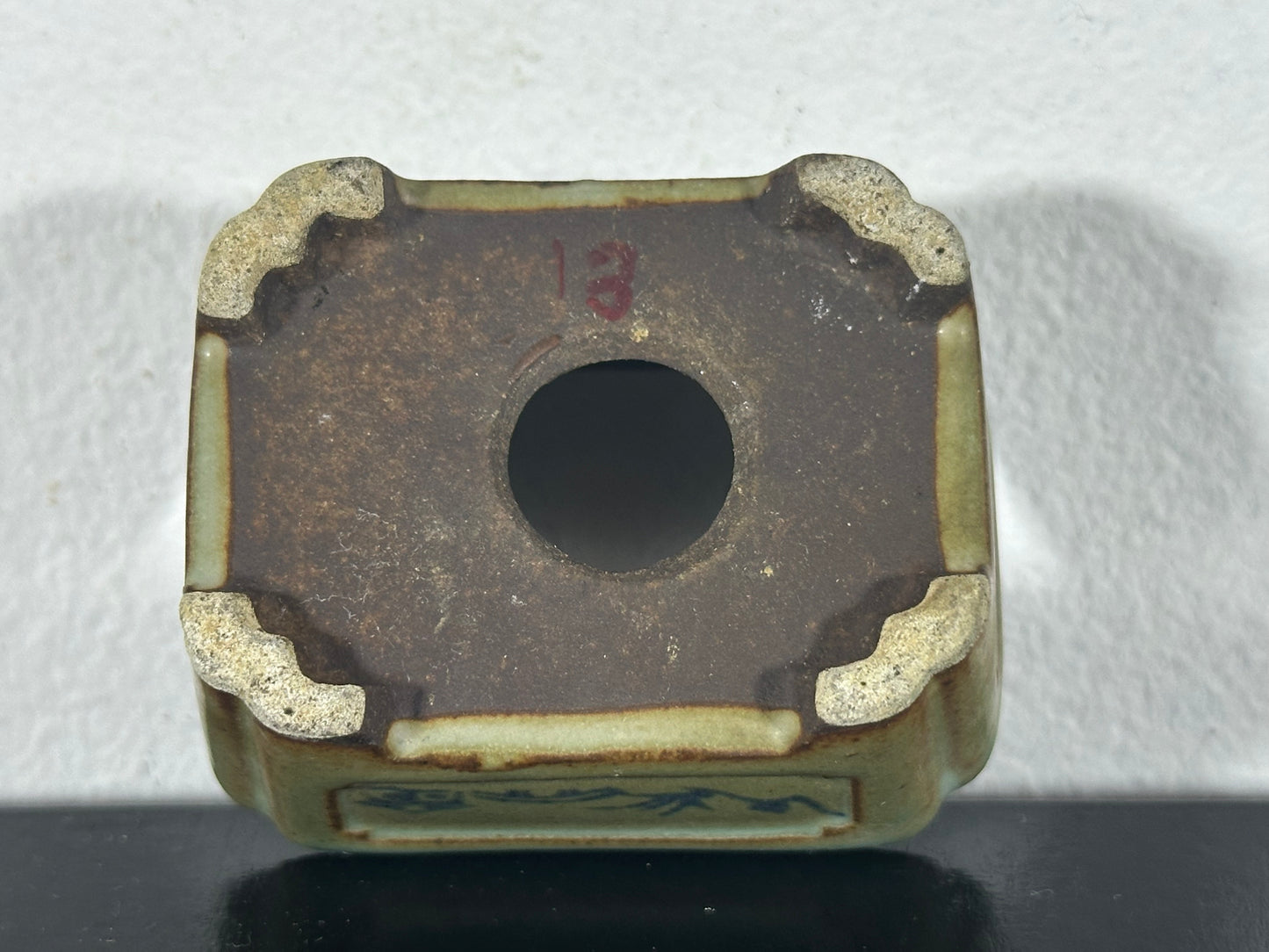 Preowned Japanese Tokoname Rectangular Bonsai Pot Tosui - 2.25” By 1.75”