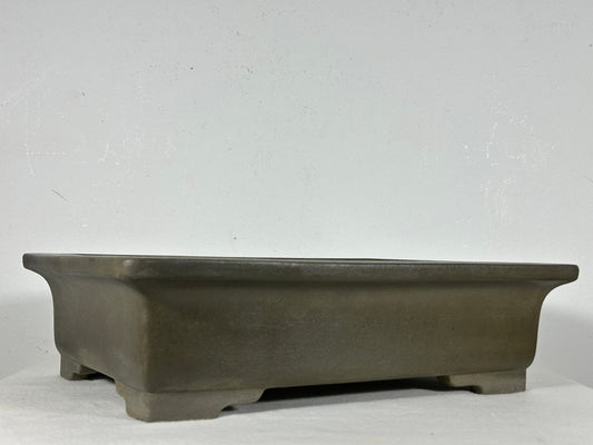 Preowned Japanese Tokoname Unglazed Rectangular Bonsai Pot Seizan - 12.75” By 9.5”
