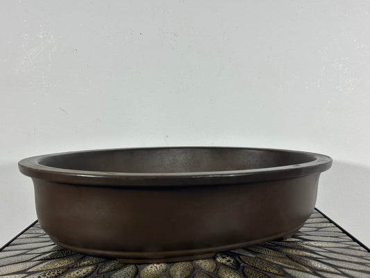 Preowned Japanese Tokoname Unglazed Oval Bonsai Pot - 16” By 11.75”