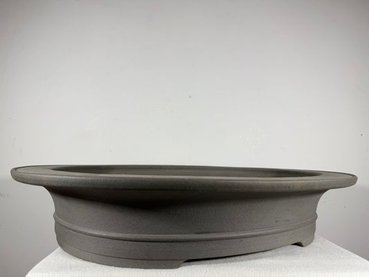 New Japanese Tokoname Unglazed Oval Bonsai Pot Kisen - 23” By 19”