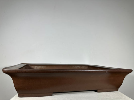 Preowned Japanese Tokoname Unglazed Rectangular Bonsai Pot Seizan - 20” By 15”