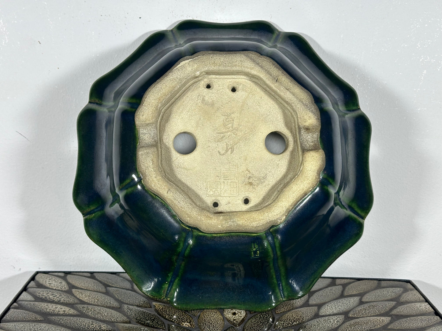 New Japanese Tokoname Glazed Bonsai Pot Rinka Style Mazan Terahata - 12” By 11.25”