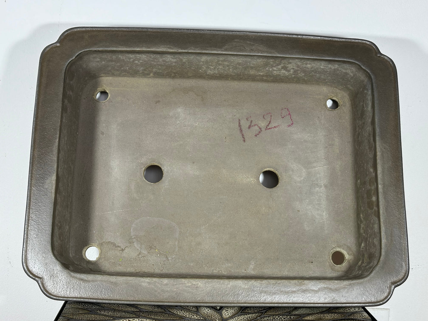 Preowned Japanese Tokoname Unglazed Rectangular Bonsai Pot Keizan - 20.5” By 15.75”