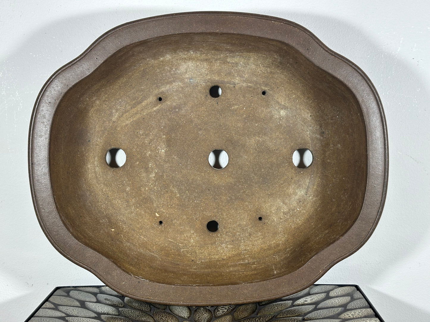 Preowned Japanese Tokoname Unglazed Mokko Style Bonsai Pot Yamaaki - 16.75” By 13 7/8”