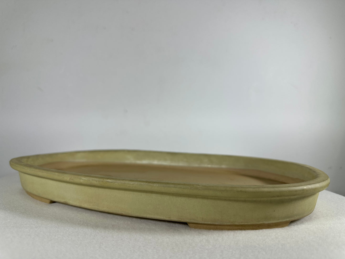 Preowned Japanese Glazed Oval Shallow Bonsai Pot - 13.25” By 8.5”