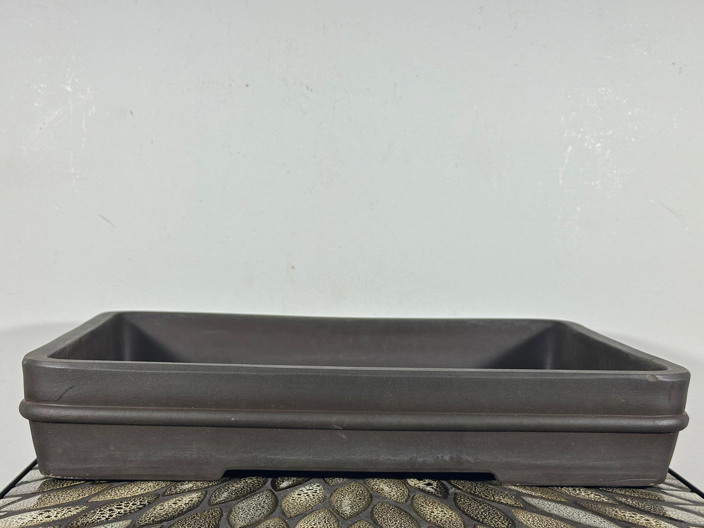 Preowned Japanese Tokoname Unglazed Shallow Rectangular Bonsai Pot Senkouen - 15.75” By 11”