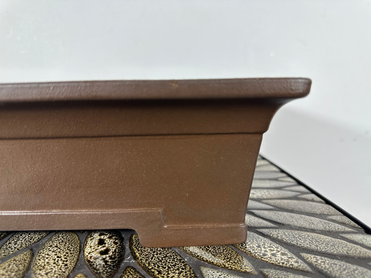 Preowned Japanese Tokoname Rectangular Bonsai Pot has Stamps - 12.5” By 10.25”