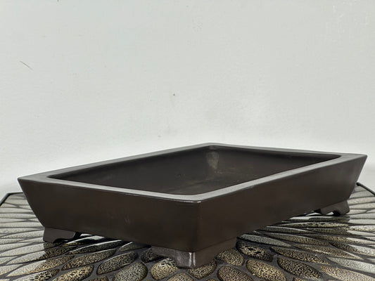 Preowned Japanese Tokoname Rectangular Bonsai Pot Yamaaki - 11” By 7.75”