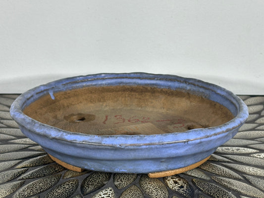 Preowned Vintage Japanese Tokoname Glazed Round Bonsai Pot Ryureiku - 10” By 2 1/8”