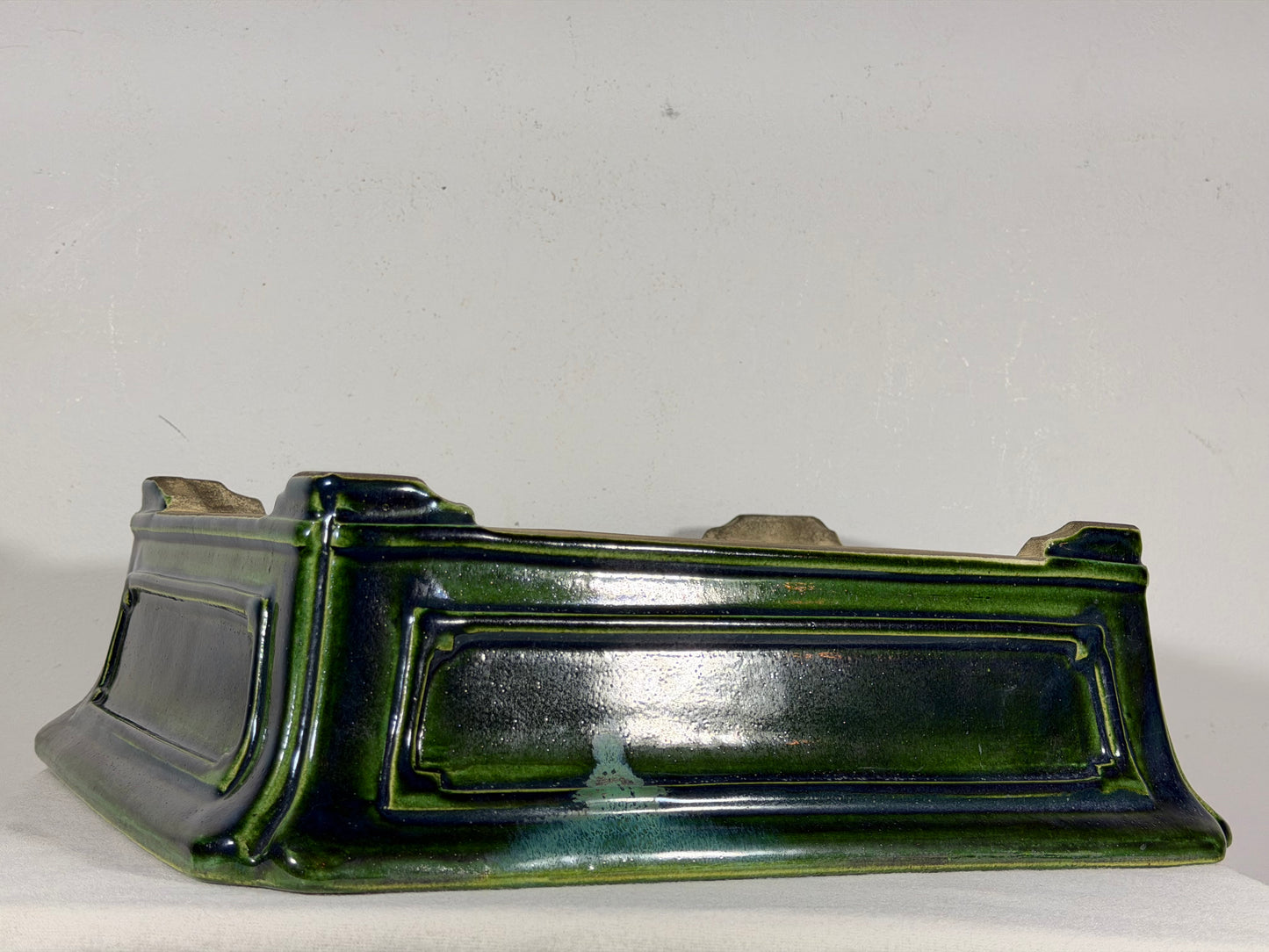 New Japanese Tokoname Glazed Rectangular Bonsai Pot Mazan Terahata - 14.75” By 12.75”