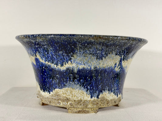 Preowned Japanese Tokoname Glazed Round High Quality Bonsai Pot Syuhou Yoshimura - 11.25” By 5.75”