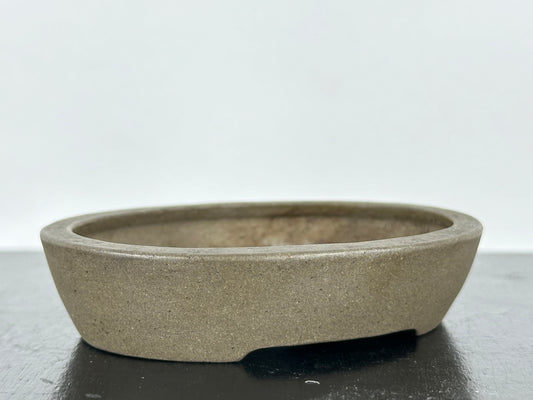 Preowned Japanese Tokoname Oval Bonsai Pot Houkidou - 3 3/8” By 2 5/8”