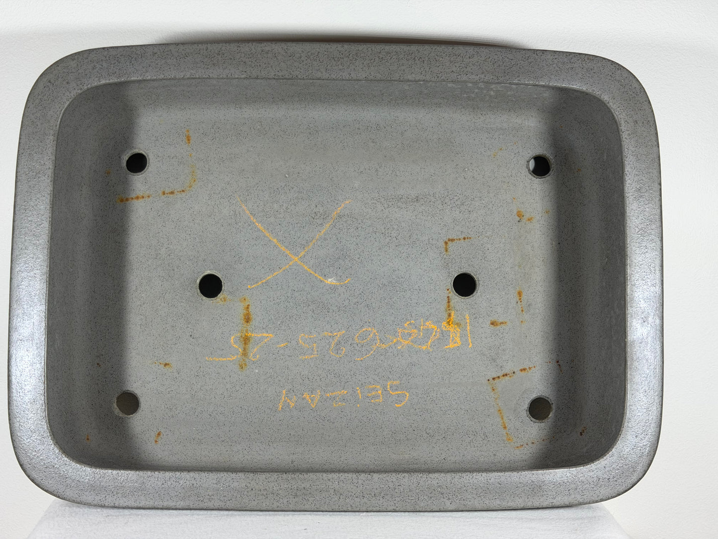 Preowned Japanese Tokoname Unglazed Rectangular Bonsai Pot Seizan - 19.25” By 14”