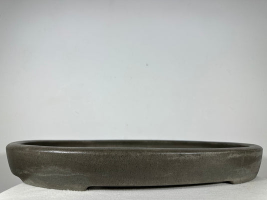 Preowned Japanese Tokoname Unglazed Oval Shallow Bonsai Pot Seizan - 20.75” By 14.75”