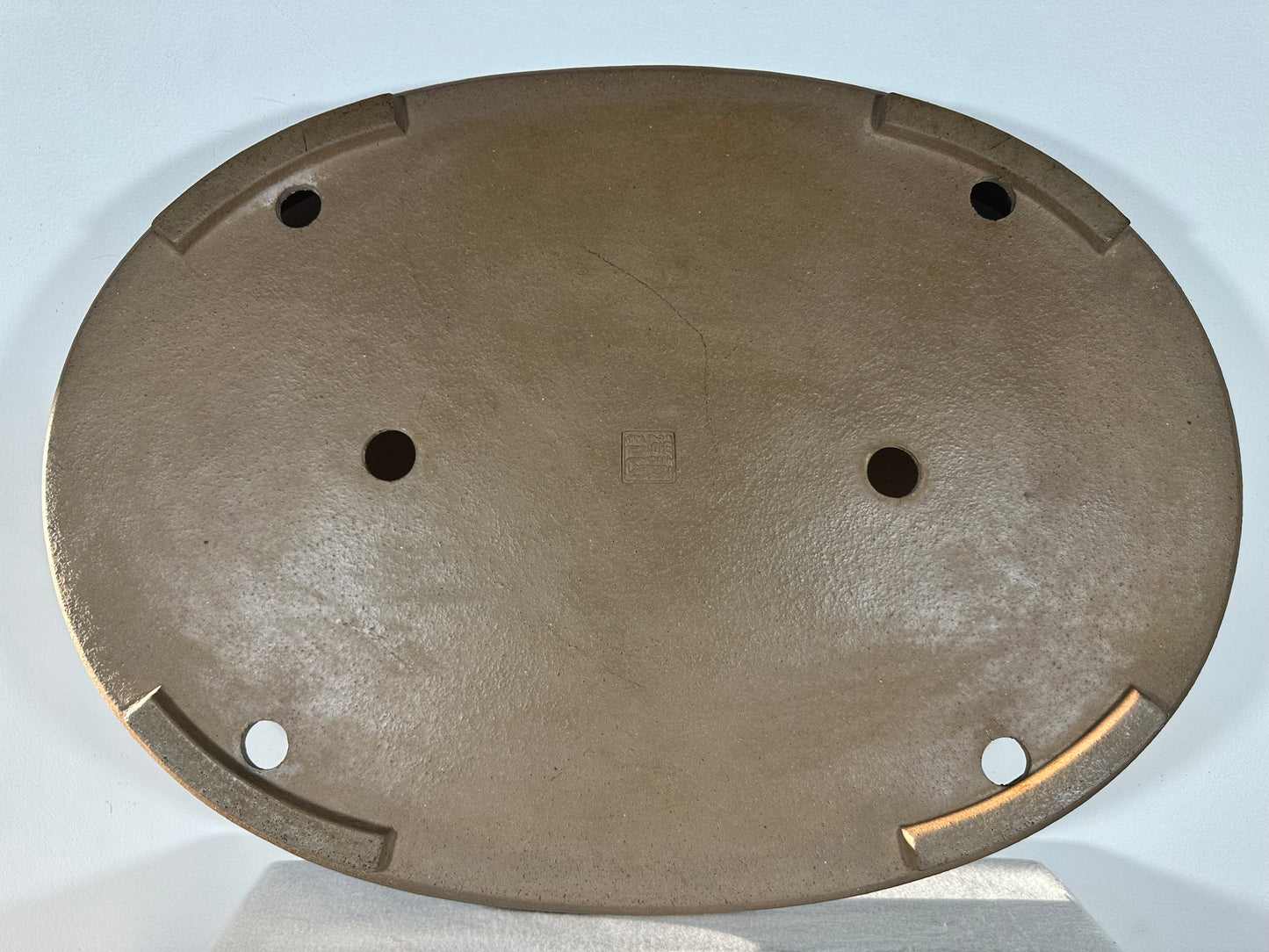 Preowned Japanese Tokoname Ungkazed Oval Shallow Bonsai Pot Seizan - 23.25” By 16.75”