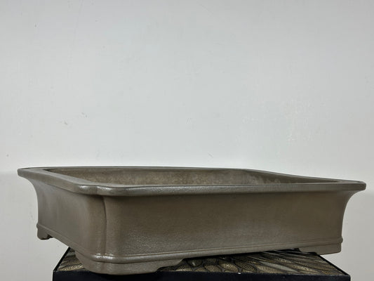 Preowned Japanese Tokoname Unglazed Rectangular Bonsai Pot Keizan - 20.5” By 15.75”