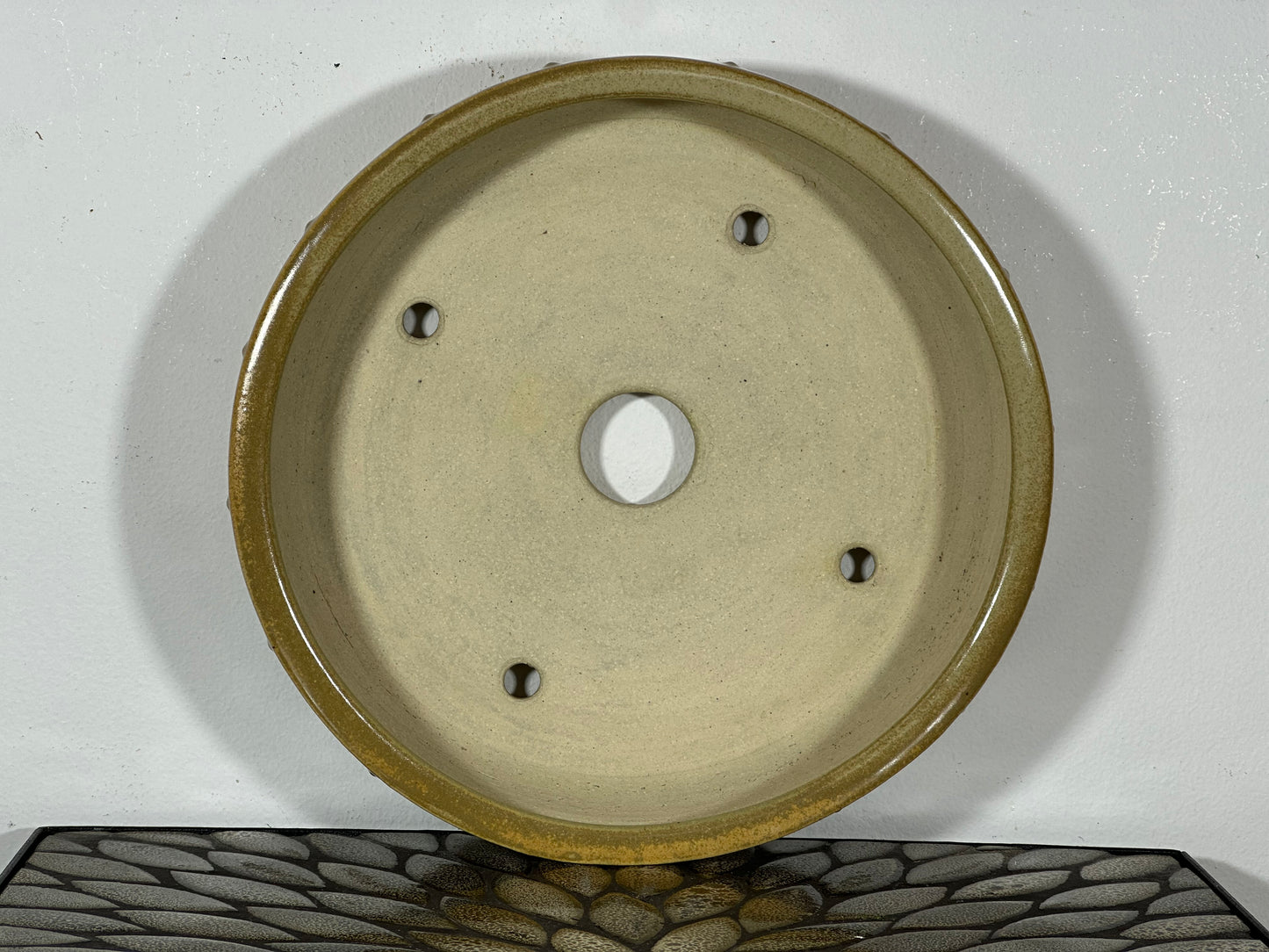 New Japanese Tokoname Glazed Drum Style Bonsai Pot Koyo - 10.5” By 2.75”