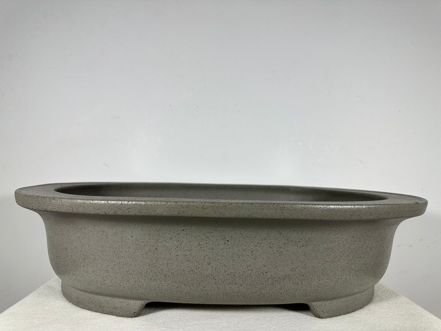 Preowned Japanese Tokoname Unglazed Oval Bonsai Pot Seizan - 18.5” By 14.75”