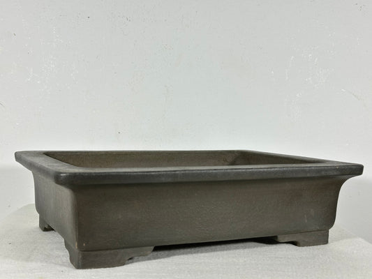 Preowned Japanese Tokoname Unglazed Rectangular Bonsai Pot Seizan - 12.5” By 9.5”