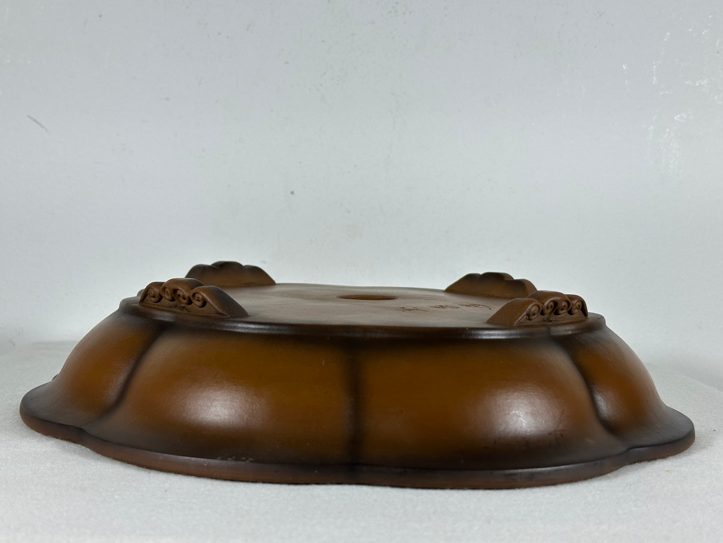Preowned Japanese Tokoname Unglazed Rinka Style Bonsai Pot Bigei - 12” By 11.5”