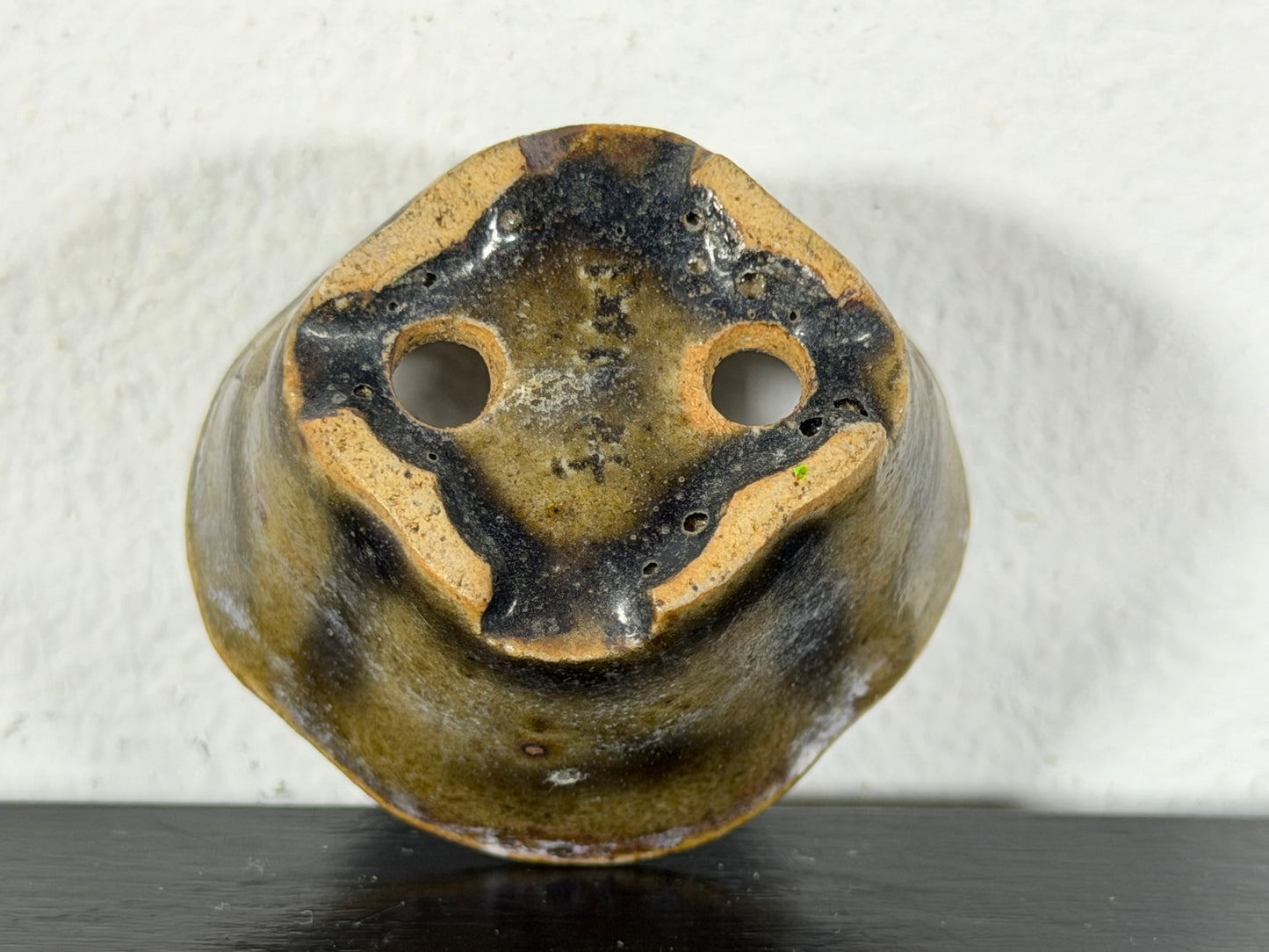 Preowned Vintage Japanese Tokoname Glazed Mokko Style Bonsai Pot Mutou - 1.75” By 1.5”