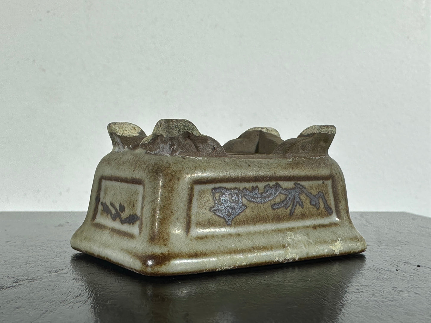 Preowned Japanese Tokoname Rectangular Bonsai Pot Tosui - 2.25” By 1.5”