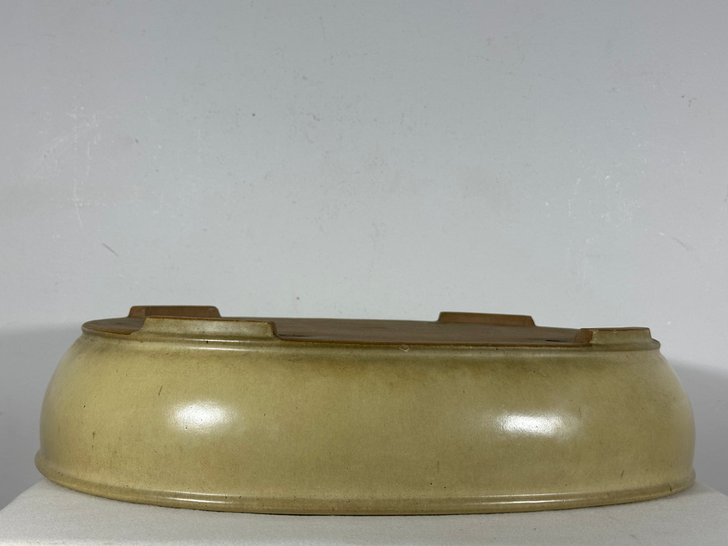 Preowned Vintage Japanese Tokoname Glazed Oval Bonsai Pot Reiho - 17.5” By 14.25”