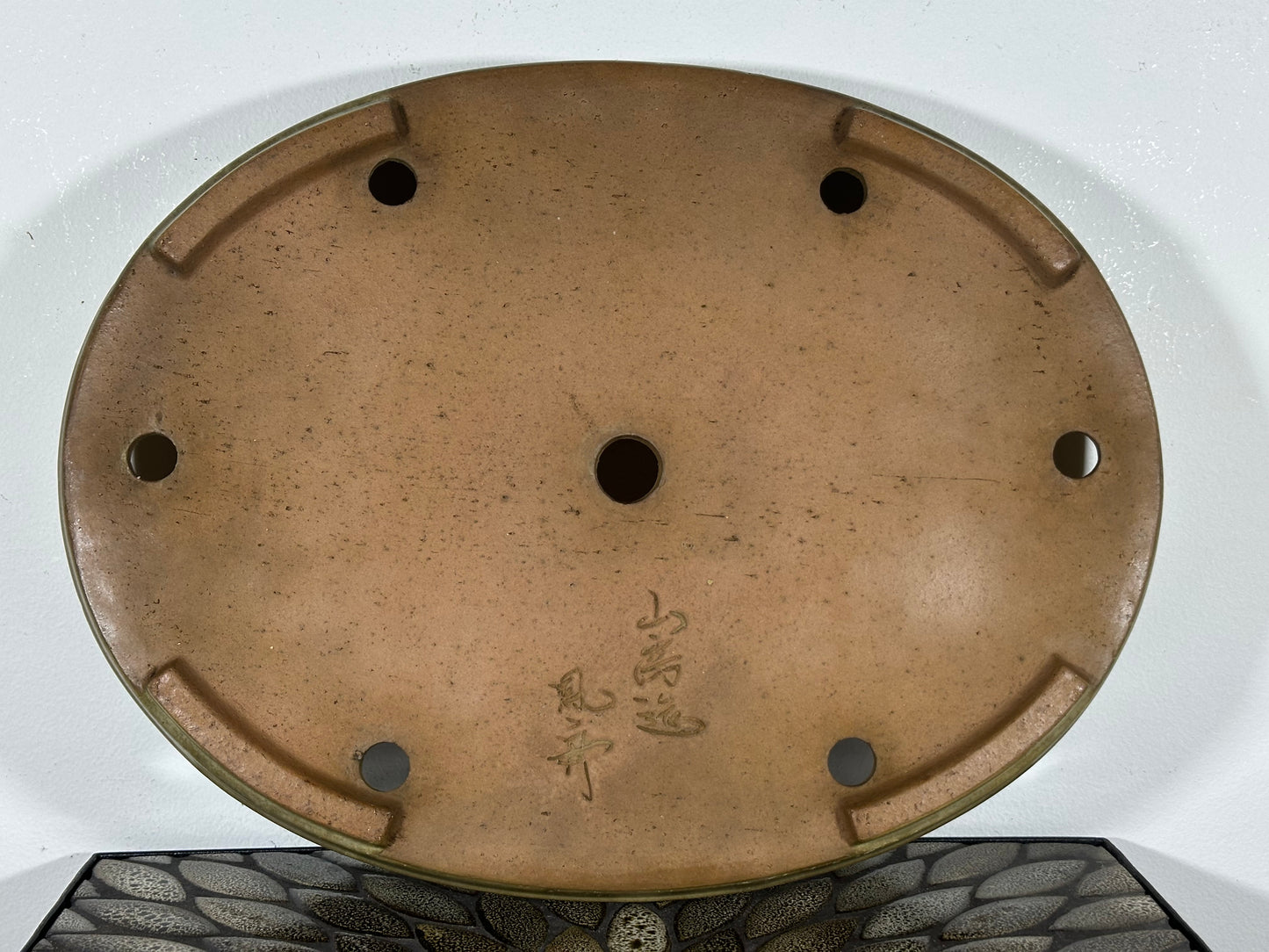 Preowned Japanese Tokoname Glazed Oval Bonsai Pot Yamafusa - 16” By 12.25”