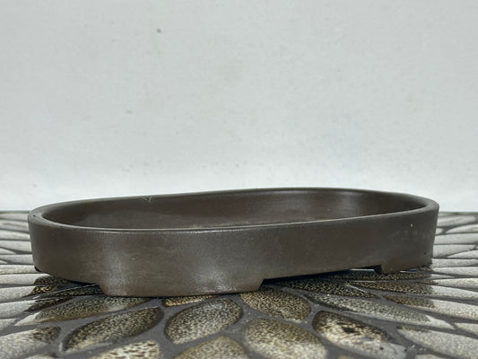 Preowned Japanese Tokoname Unglazed Oval Bonsai Pot - 7.25” By 4 3/8”