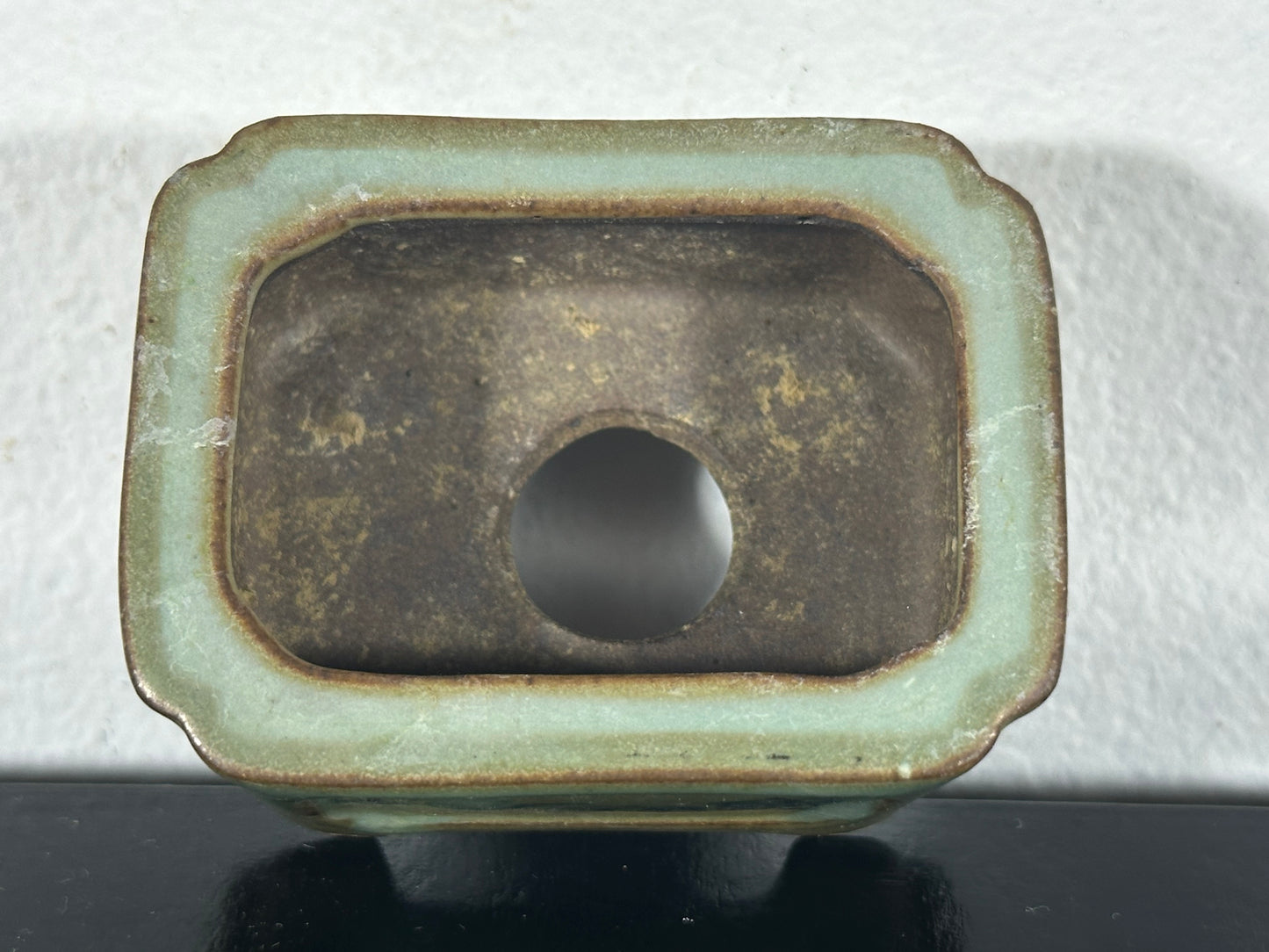 Preowned Japanese Tokoname Rectangular Bonsai Pot Tosui - 2.25” By 1.75”