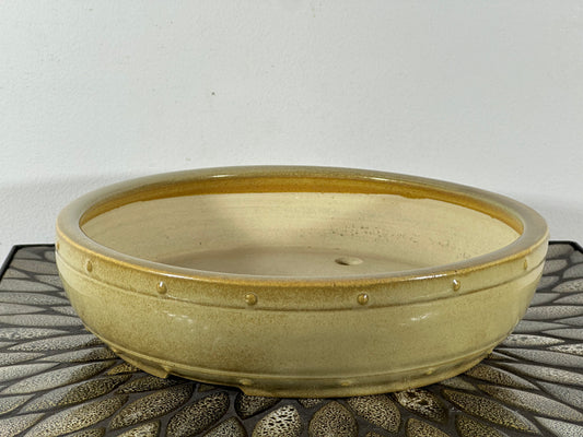 New Japanese Tokoname Glazed Drum Style Bonsai Pot Koyo - 10.5” By 2.75”