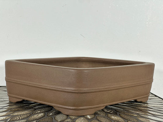 Preowned Japanese Tokoname Rectangular Bonsai Pot Kizan - 11 5/8” By 9.25”