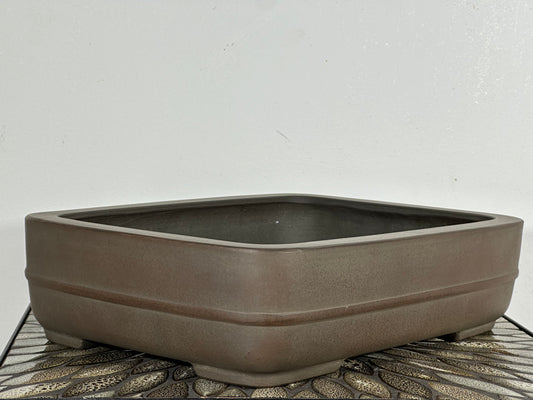 Preowned Japanese Tokoname Unglazed Rectangular Bonsai Pot Eiraku - 13.75” By 10.25”
