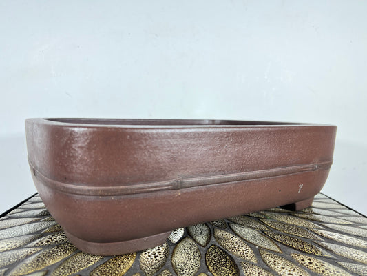 Preowned Japanese Tokoname Unglazed Rectangular Bonsai Pot Yamaaki - 13.75” By 11”