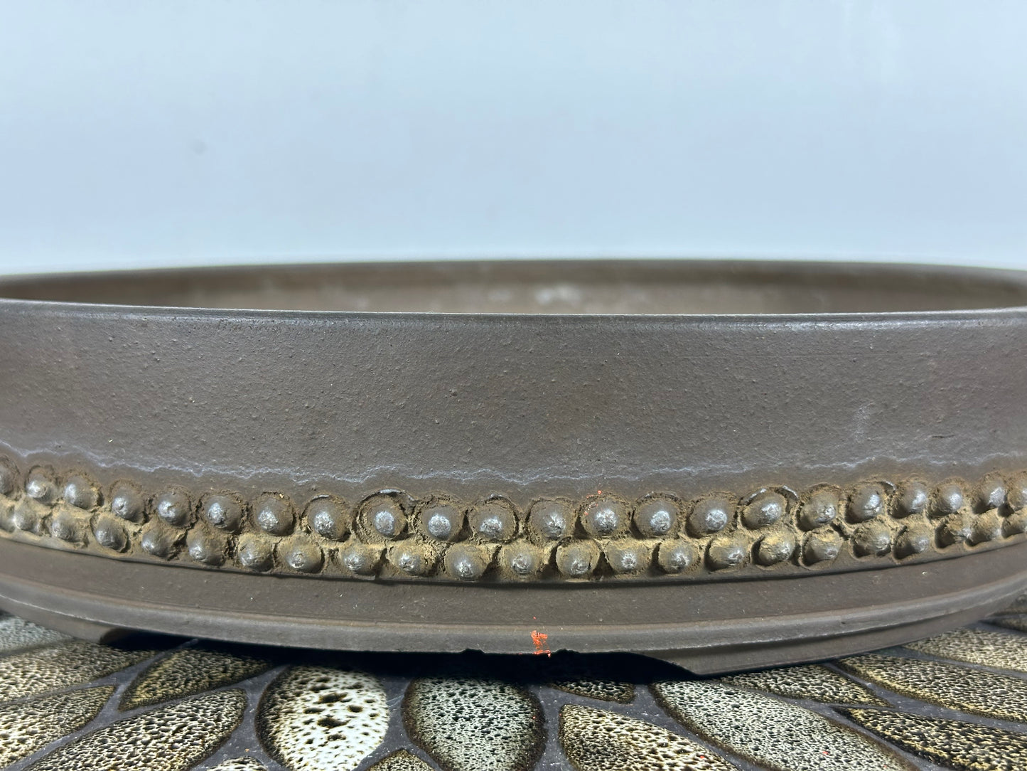 Preowned Japanese Tokoname Round Bonsai Pot Ritukadou - 12” By 2.5”