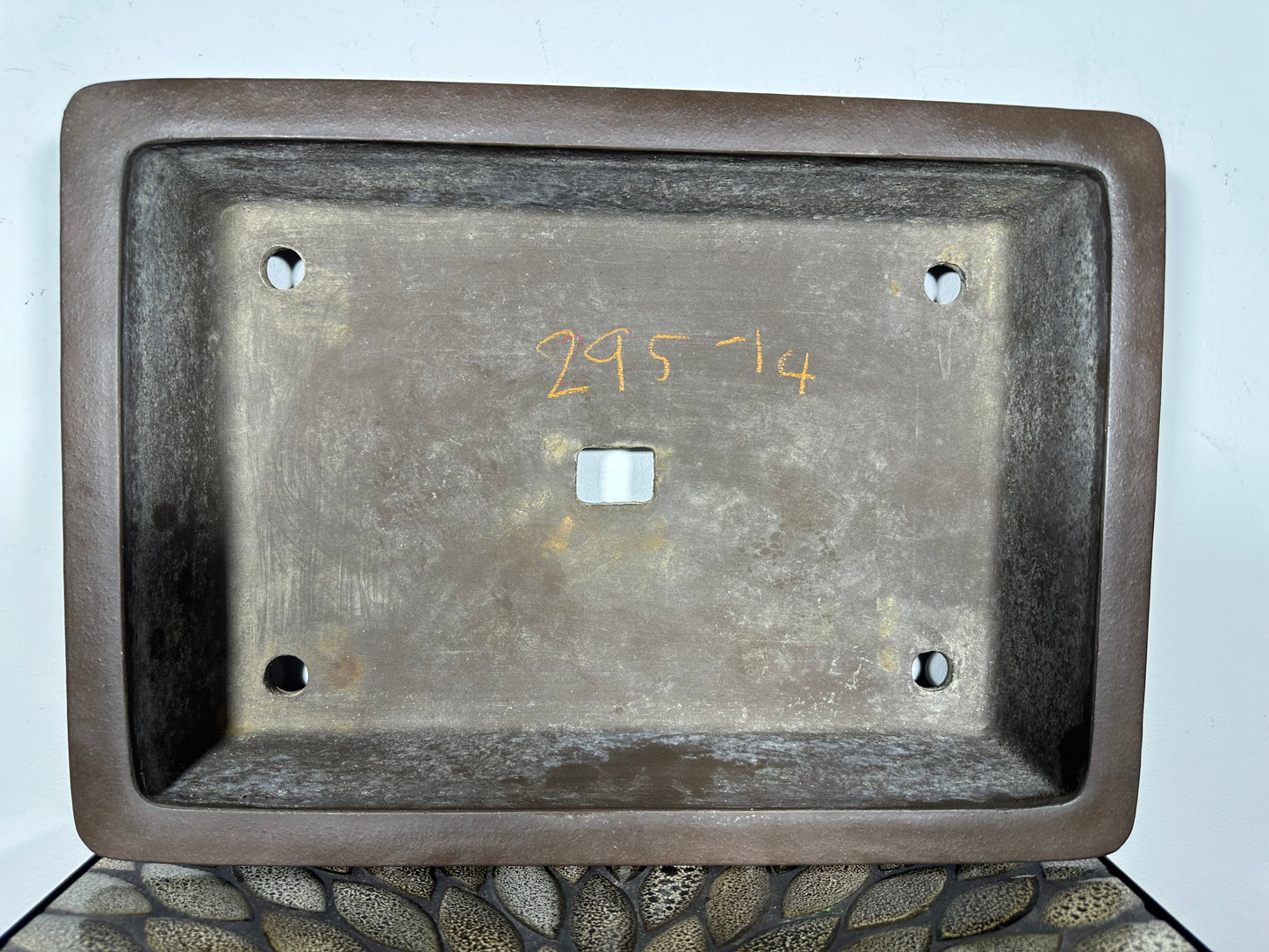 Preowned Vintage Japanese Tokoname Unglazed Rectangular Bonsai Pot Kataoka - 16.5” By 11.75”