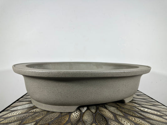 Preowned Japanese Tokoname Unglazed Oval Bonsai Pot Seizan - 16.5” By 13.35”