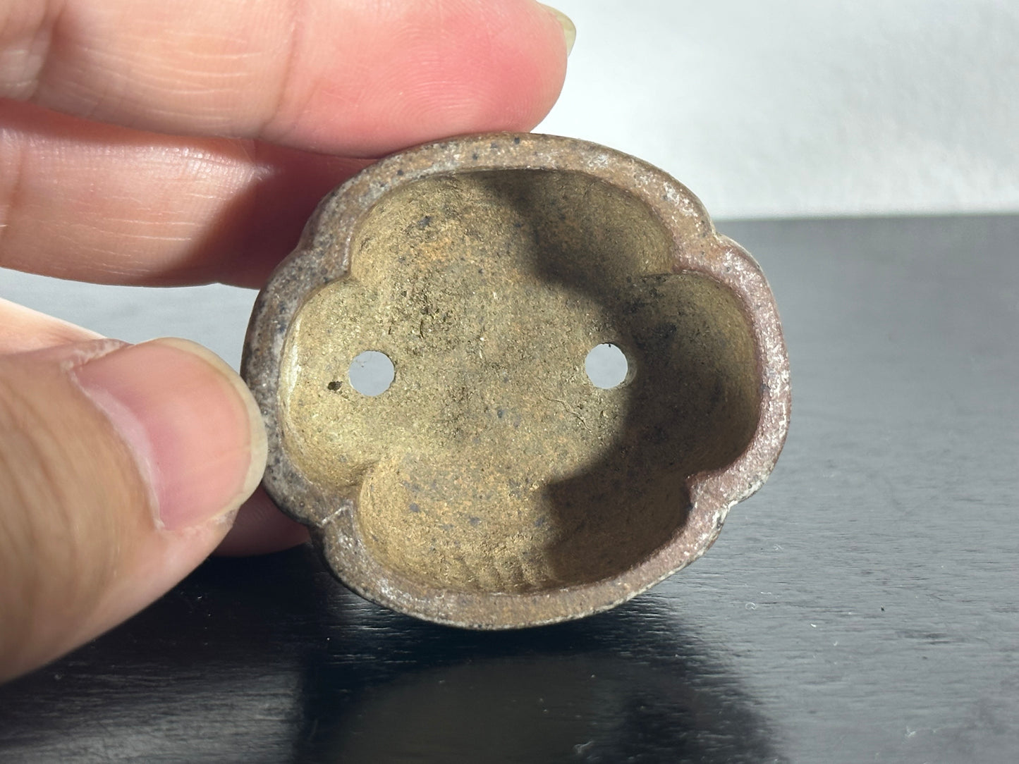 Preowned Vintage Japanese Tokoname Mame Mokko Style Bonsai Pot Motukou - 1.5” By 1 3/8”