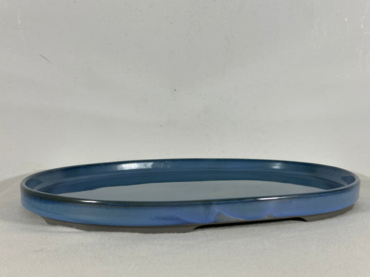 New Japanese Glazed Suiban for Suiseki Bonsai Harumatsu - 12.5” By 9”