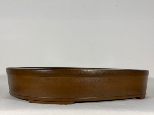 Preowned Japanese Tokoname Unglazed Oval Bonsai Pot Kizan - 16” By 12.5”